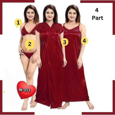 4Pc Indian Night Dress (Maroon).